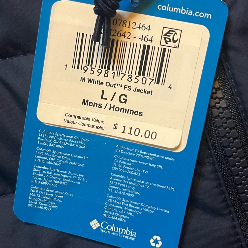 Columbia White Out FS Mens Large Blue Jacket Omni-Heat Thermal Reflective Lining - Picture 6 of 10